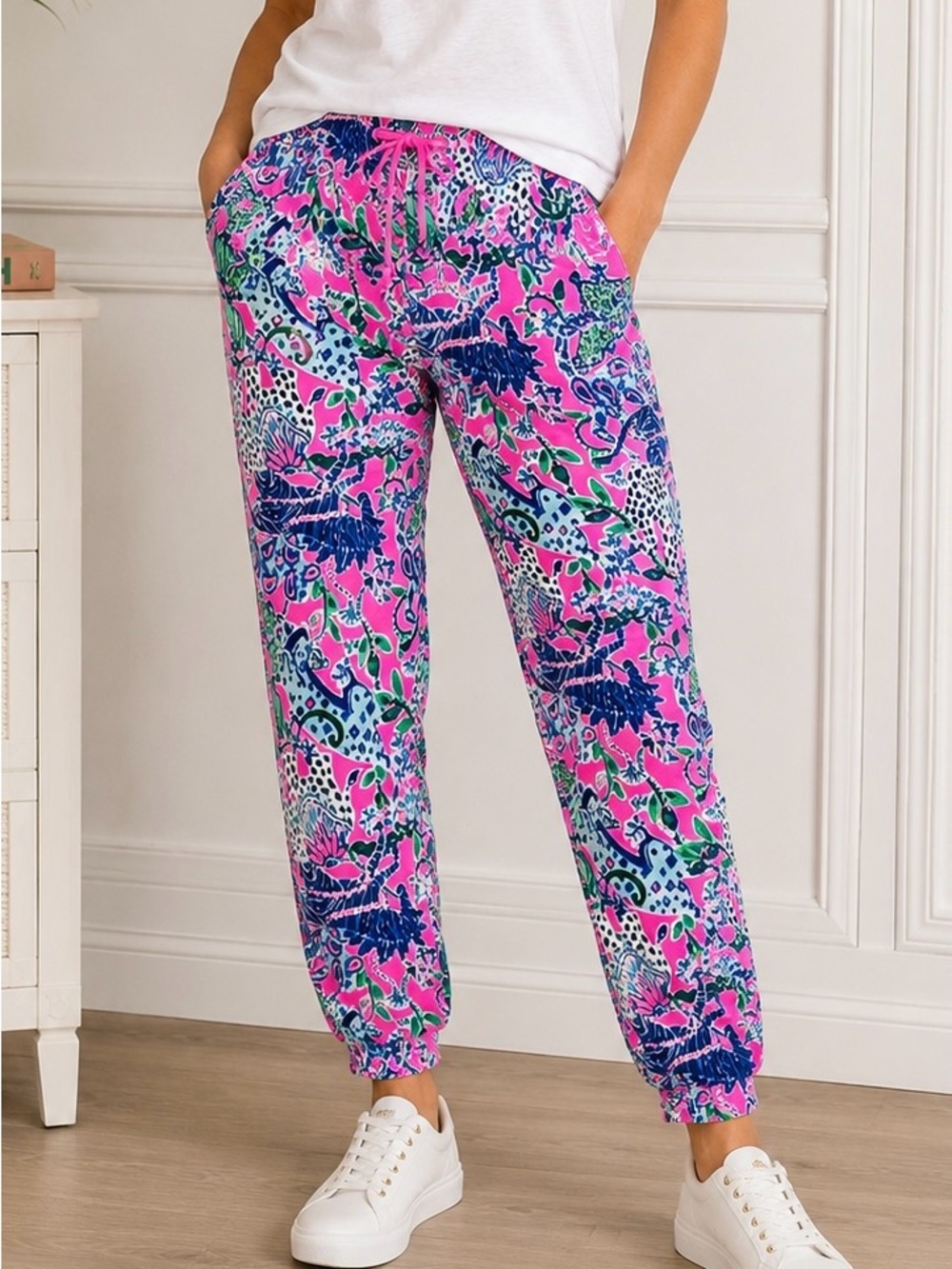 Lilly Pulitzer Luxletic Weekender Jogging Pants Size XXS Pink Floral-Print